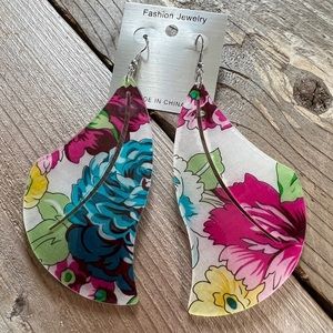 FLORAL STATEMENT EARRINGS pink teal yellow white NWT